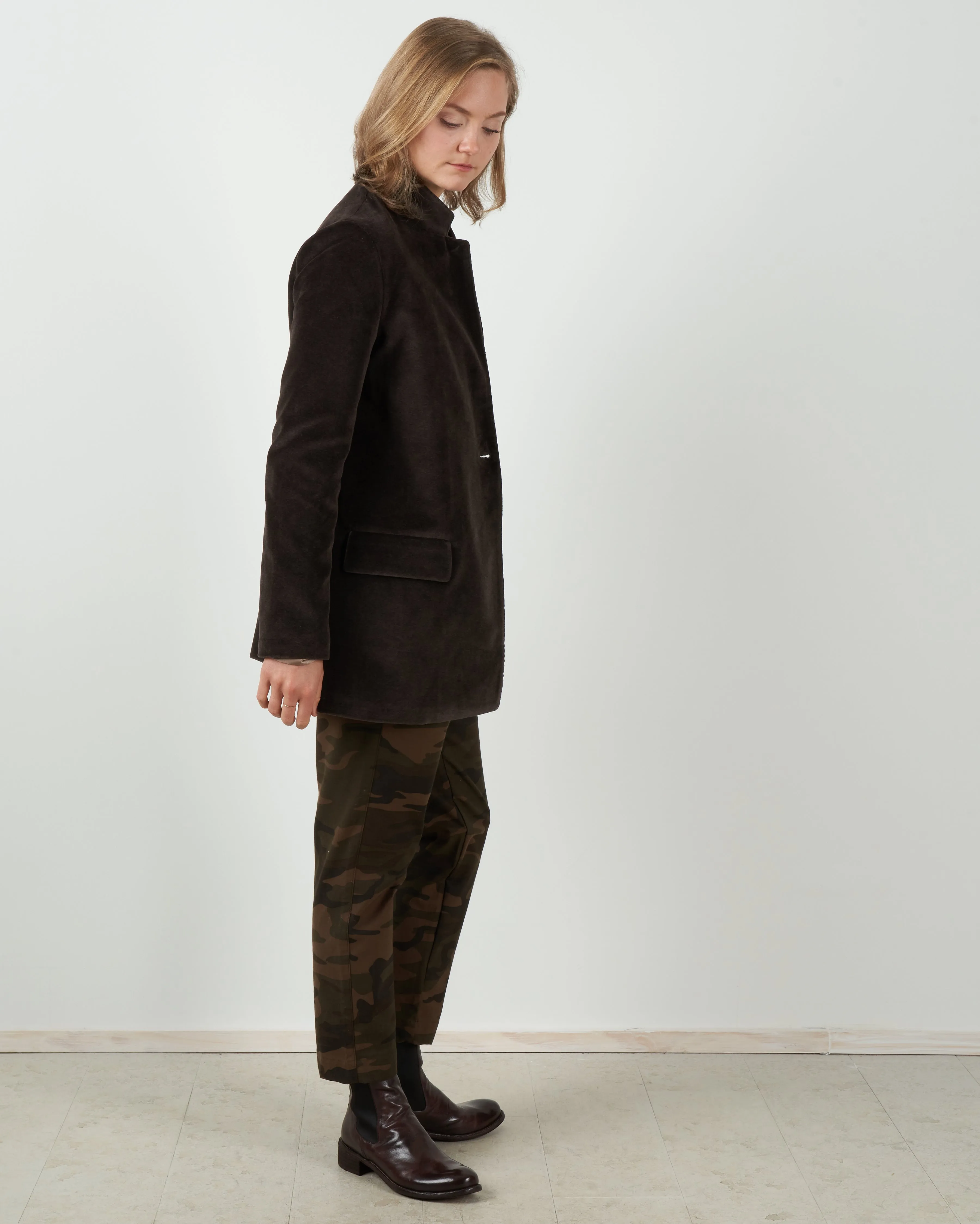 velvet boyfriend jacket - brown