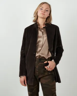 velvet boyfriend jacket - brown