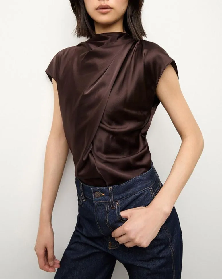 Veronica Beard Leilany Top in Dark Chocolate