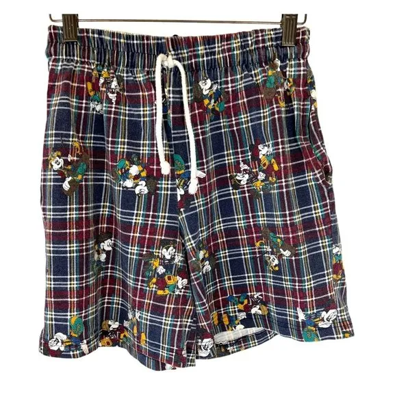 Vintage 90s Mickey Jerry Leigh Plaid Pull On Shorts Small