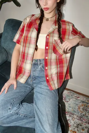 Vintage 90s Plaid Short Sleeve (M)