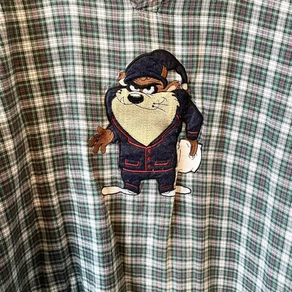 Vintage Acme Clothing Taz Long Plaid Sleep Shirt
