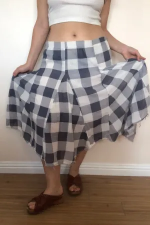 Vintage Blue Buffalo Plaid Full Skirt