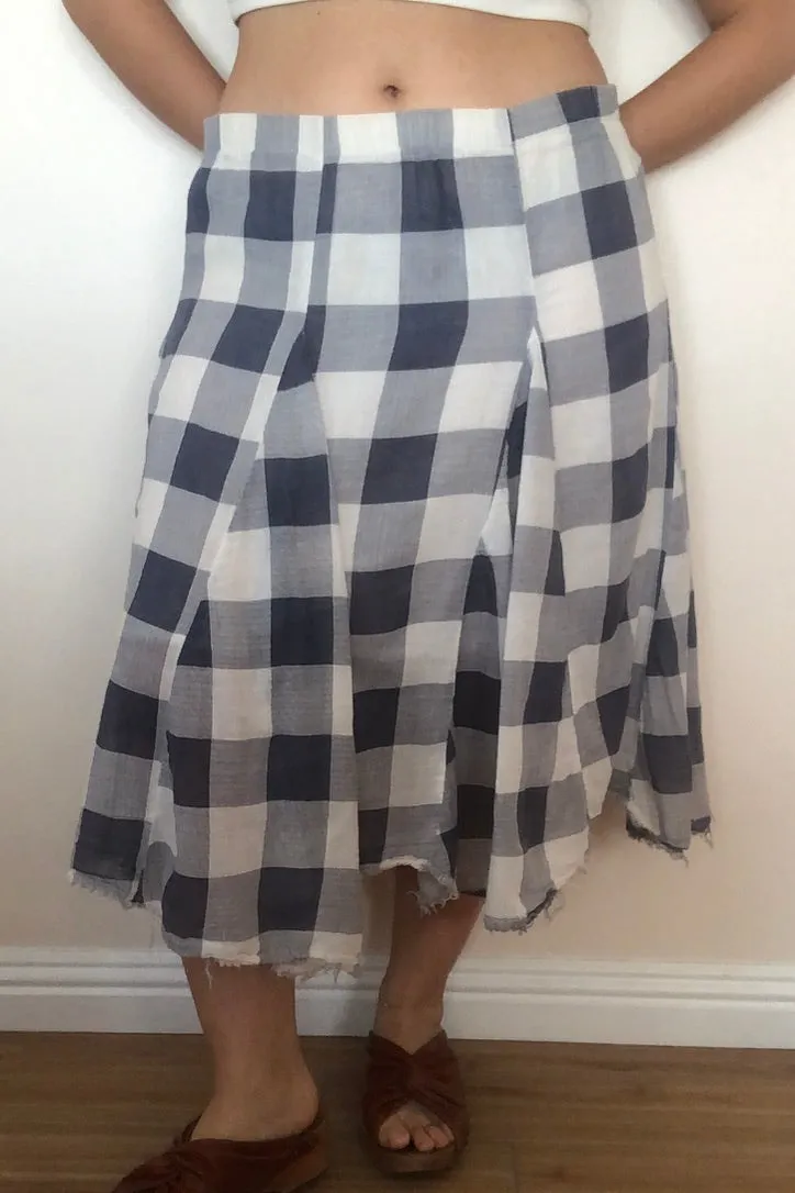 Vintage Blue Buffalo Plaid Full Skirt