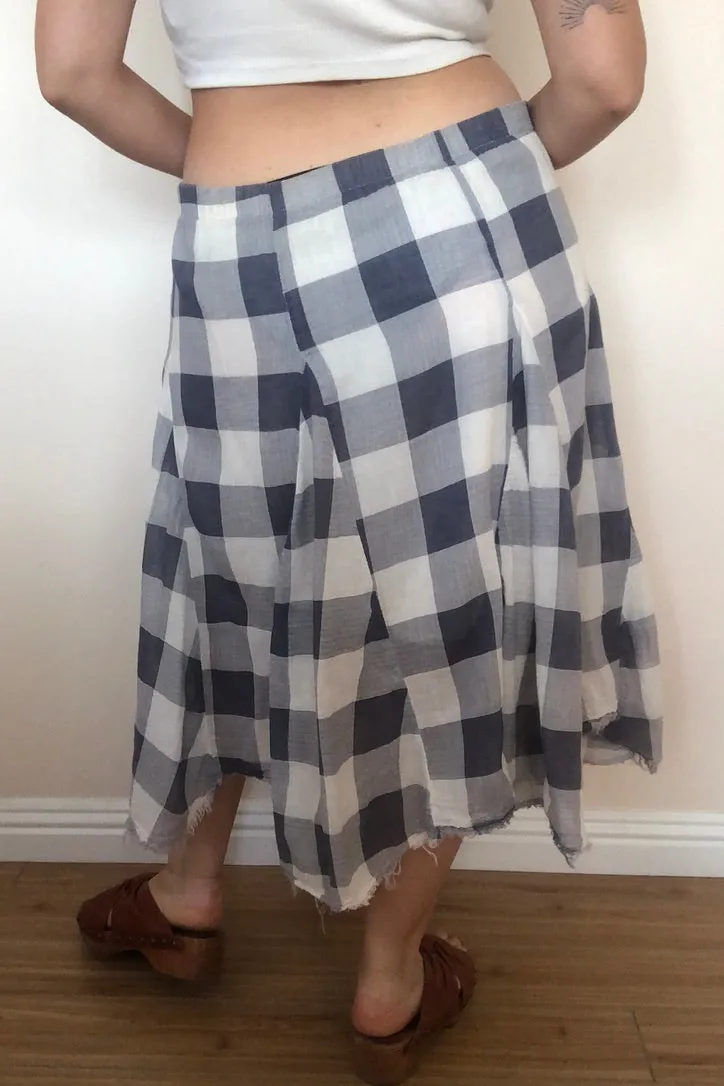 Vintage Blue Buffalo Plaid Full Skirt