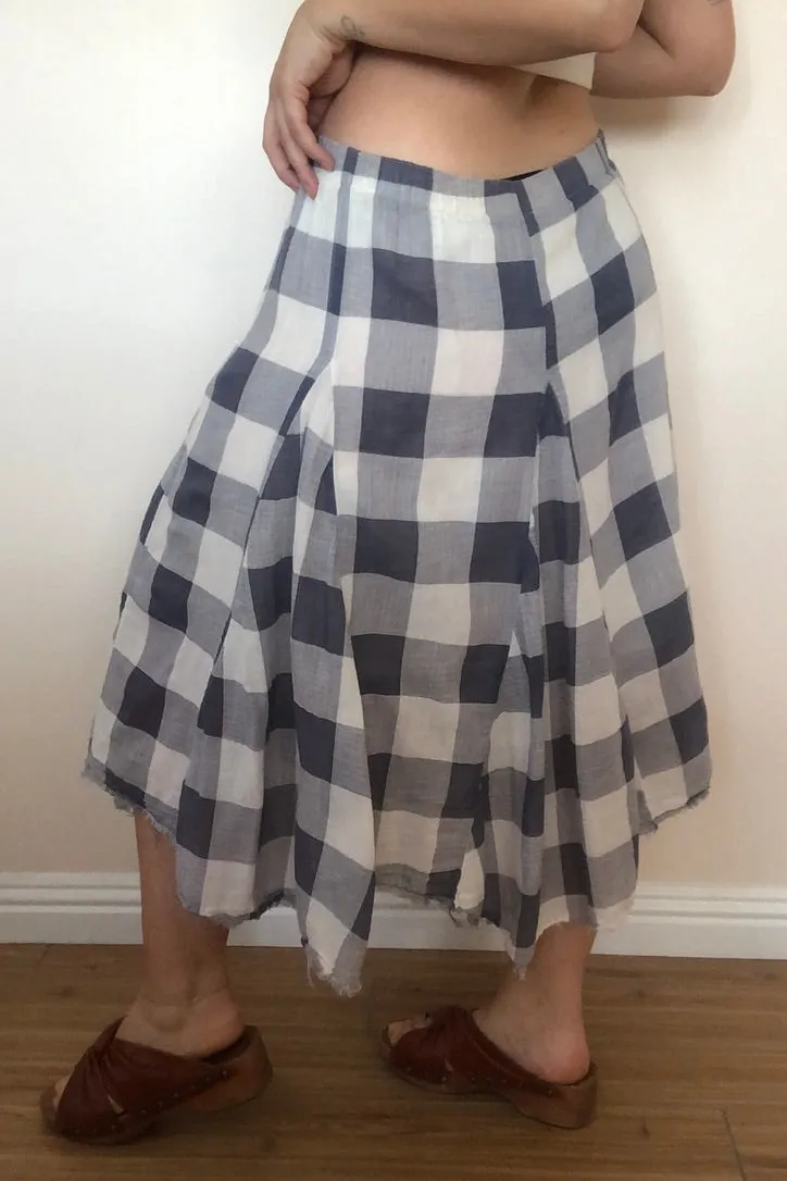 Vintage Blue Buffalo Plaid Full Skirt