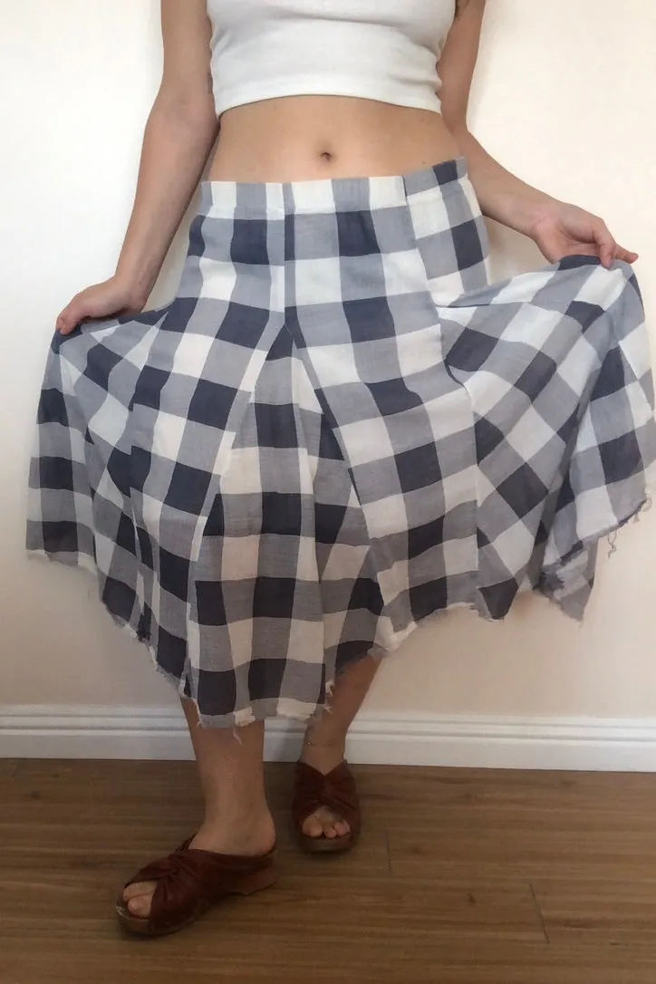 Vintage Blue Buffalo Plaid Full Skirt