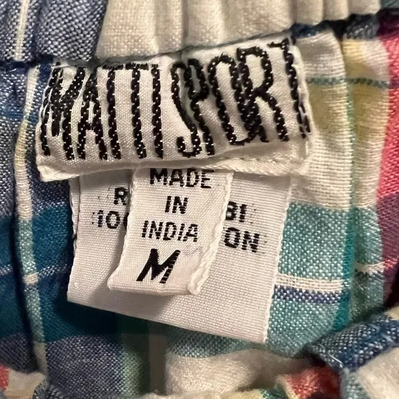Vintage blue pink white turquoise pull on plaid skirt buttons all the way down