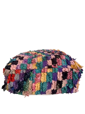 Vintage Boucherouite Pouf - Pastel Checkered