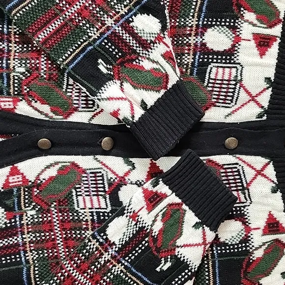 Vintage Crossings Plaid Golf Button Cardigan