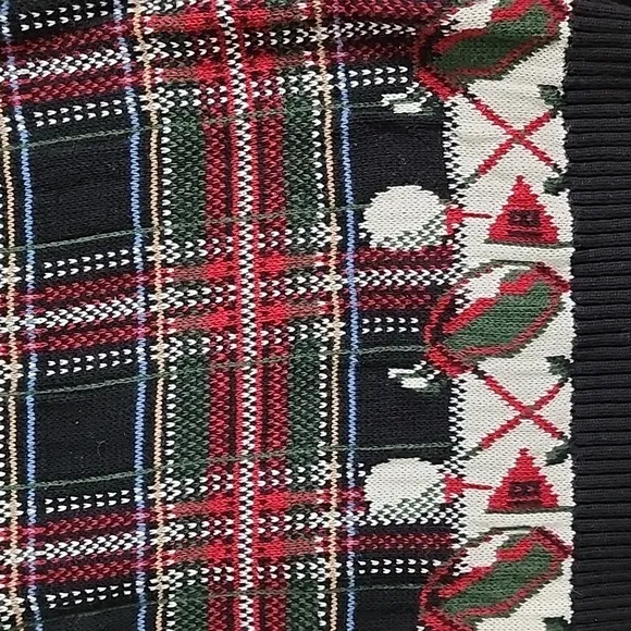 Vintage Crossings Plaid Golf Button Cardigan