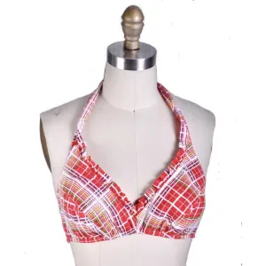Vintage Halter Top Red Plaid Womens XS 1970s