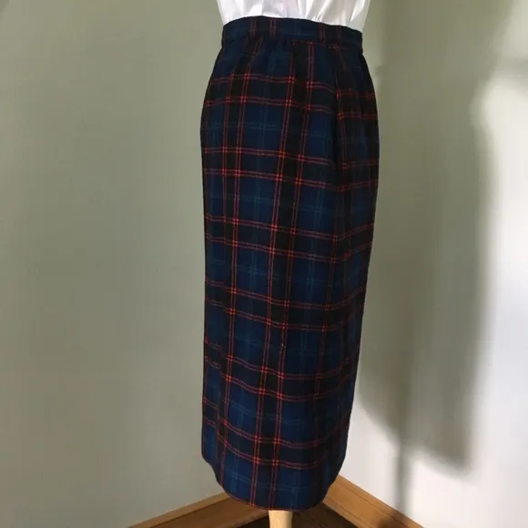 Vintage High Waist Plaid Pendleton Midi Skirt