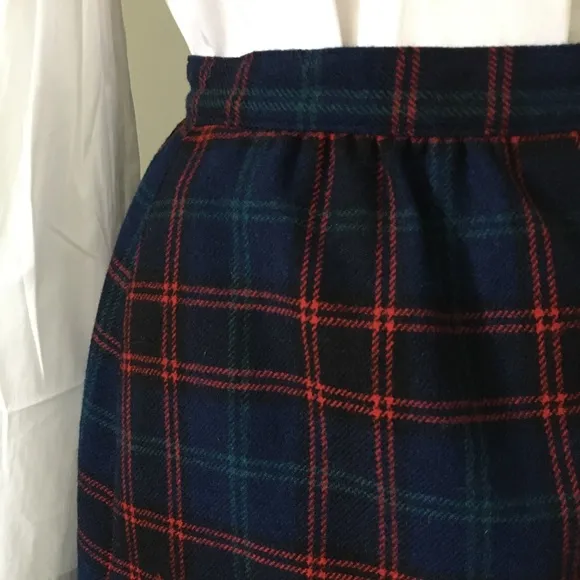 Vintage High Waist Plaid Pendleton Midi Skirt