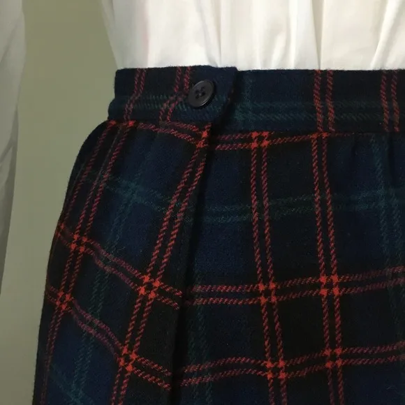 Vintage High Waist Plaid Pendleton Midi Skirt