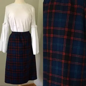 Vintage High Waist Plaid Pendleton Midi Skirt