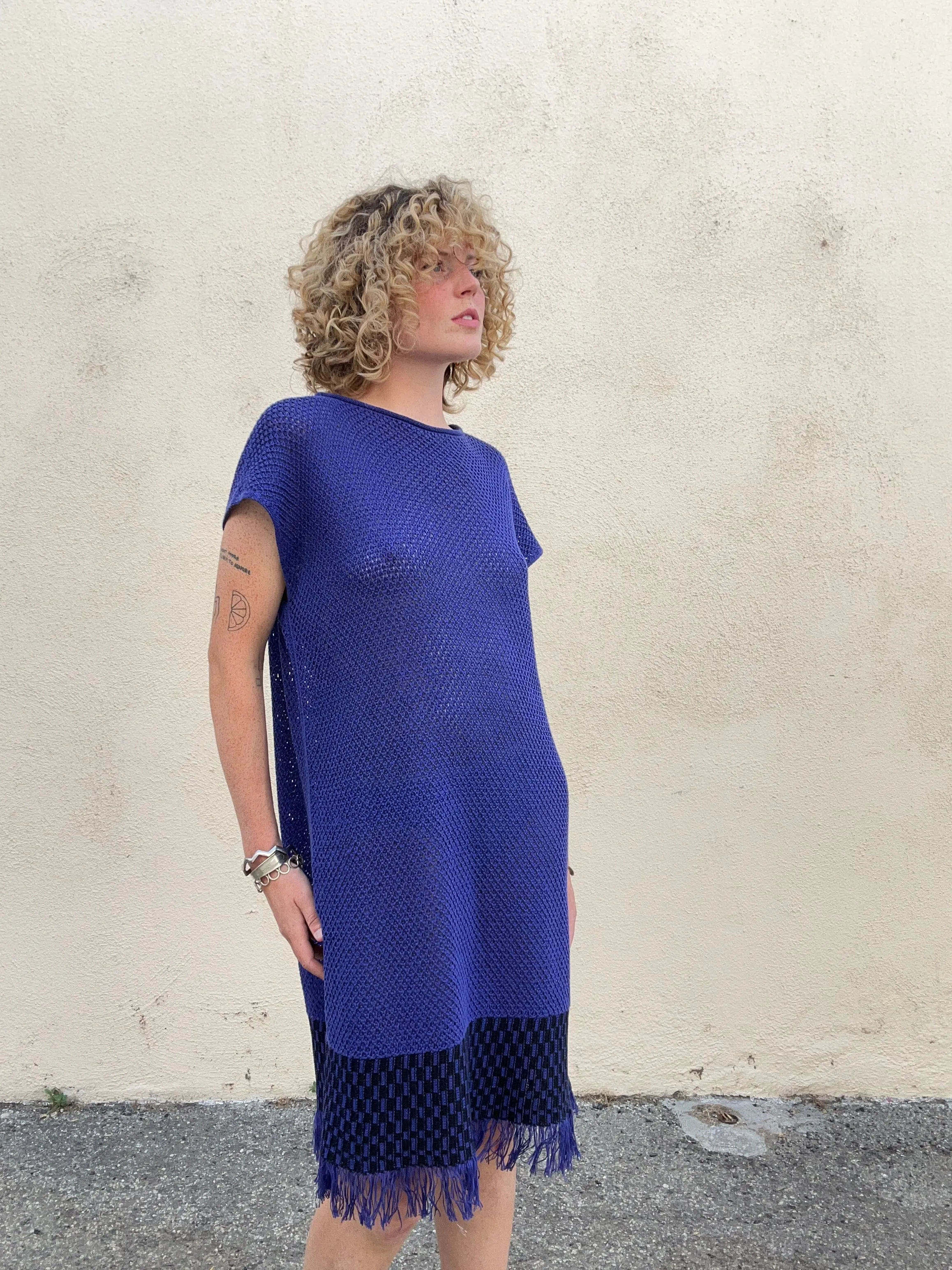 Vintage Issey Miyake Blue Knit Dress