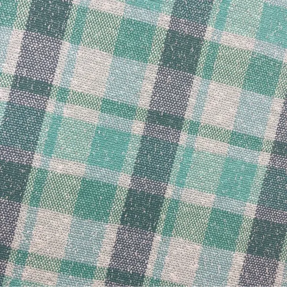 Vintage l 60s M Aqua Plaid Nubby Polyester Knit A-Line Mod Twiggy Scooter Skirt