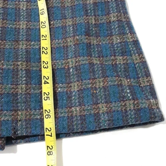 Vintage L.L.BEAN women's skirt plaid pure wool lined midi size 14.
