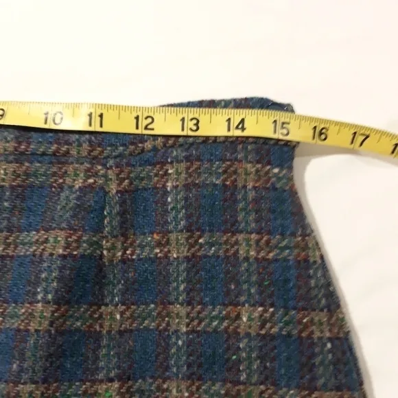 Vintage L.L.BEAN women's skirt plaid pure wool lined midi size 14.