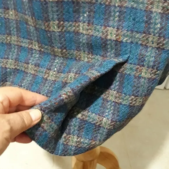 Vintage L.L.BEAN women's skirt plaid pure wool lined midi size 14.