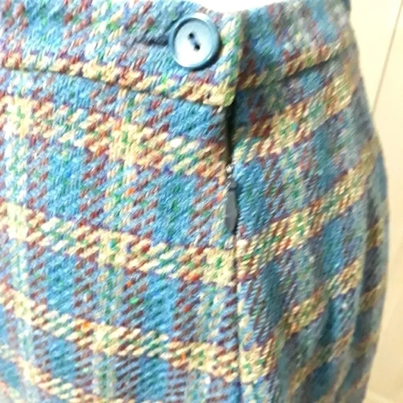 Vintage L.L.BEAN women's skirt plaid pure wool lined midi size 14.