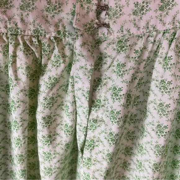 Vintage Maxi Skirt set Floral Bib Ruffle Collar Handmade Women Sz XS/S Festival