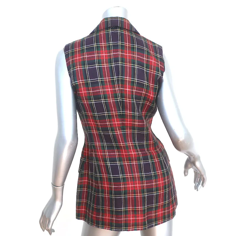 Vintage Moschino Cheap and Chic Tartan Plaid Vest Red/Navy Size 42
