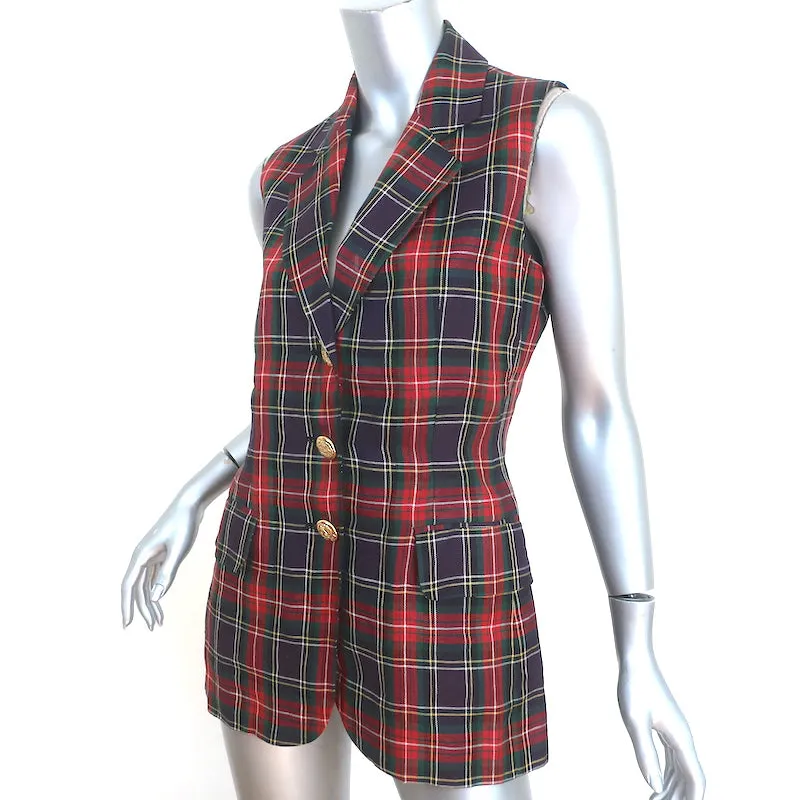 Vintage Moschino Cheap and Chic Tartan Plaid Vest Red/Navy Size 42