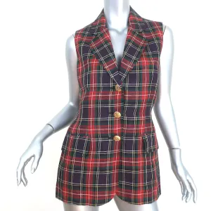 Vintage Moschino Cheap and Chic Tartan Plaid Vest Red/Navy Size 42