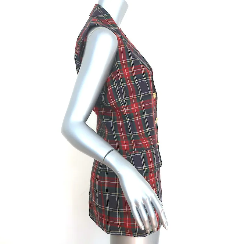 Vintage Moschino Cheap and Chic Tartan Plaid Vest Red/Navy Size 42