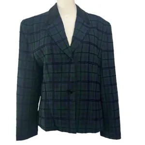 Vintage NEW PENDLETON Womens 14 Wool Blazer  Green Blue Black Plaid Tartan DA