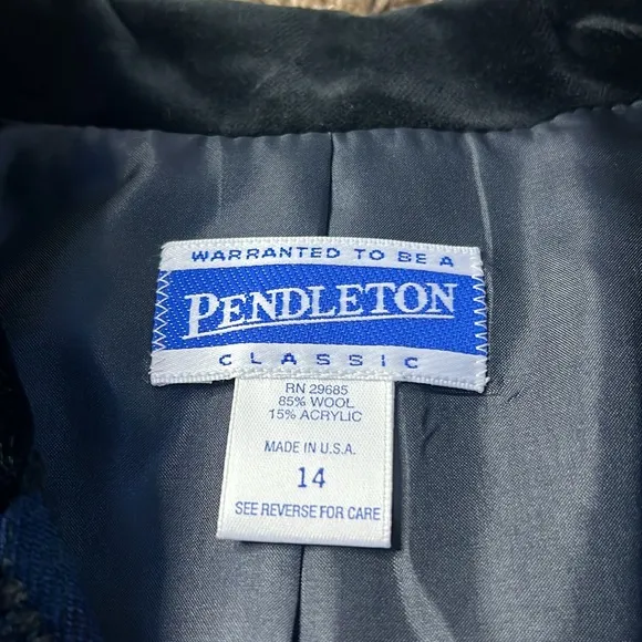 Vintage NEW PENDLETON Womens 14 Wool Blazer  Green Blue Black Plaid Tartan DA