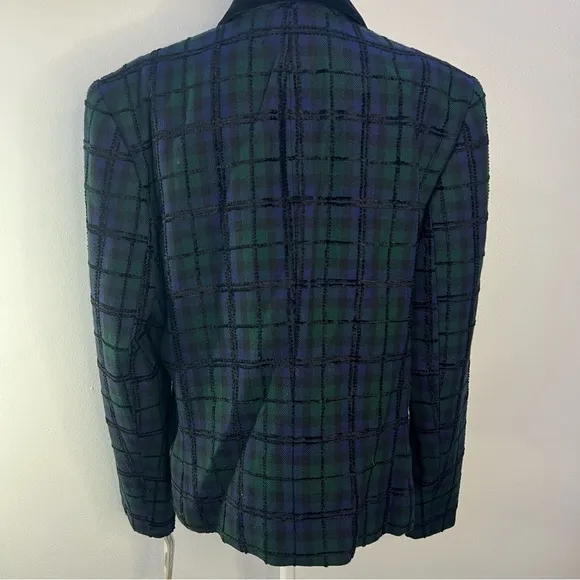 Vintage NEW PENDLETON Womens 14 Wool Blazer  Green Blue Black Plaid Tartan DA