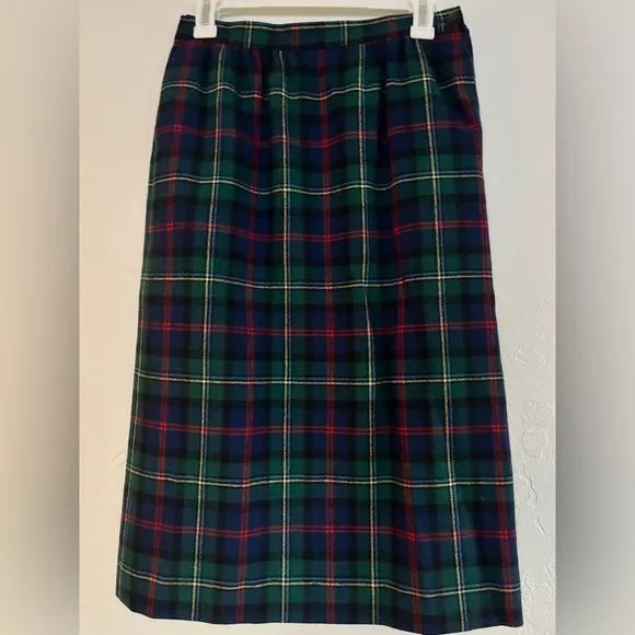 Vintage Pendelton Malcolm Plaid Tartan Wool Skirt Pencil Slim Size 8