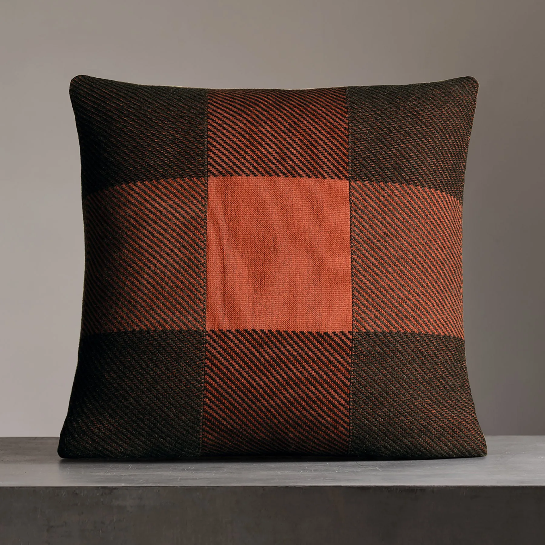 Vintage Plaid Cashmere Home Gift Set - Burnt Orange/ Charcoal/ Black