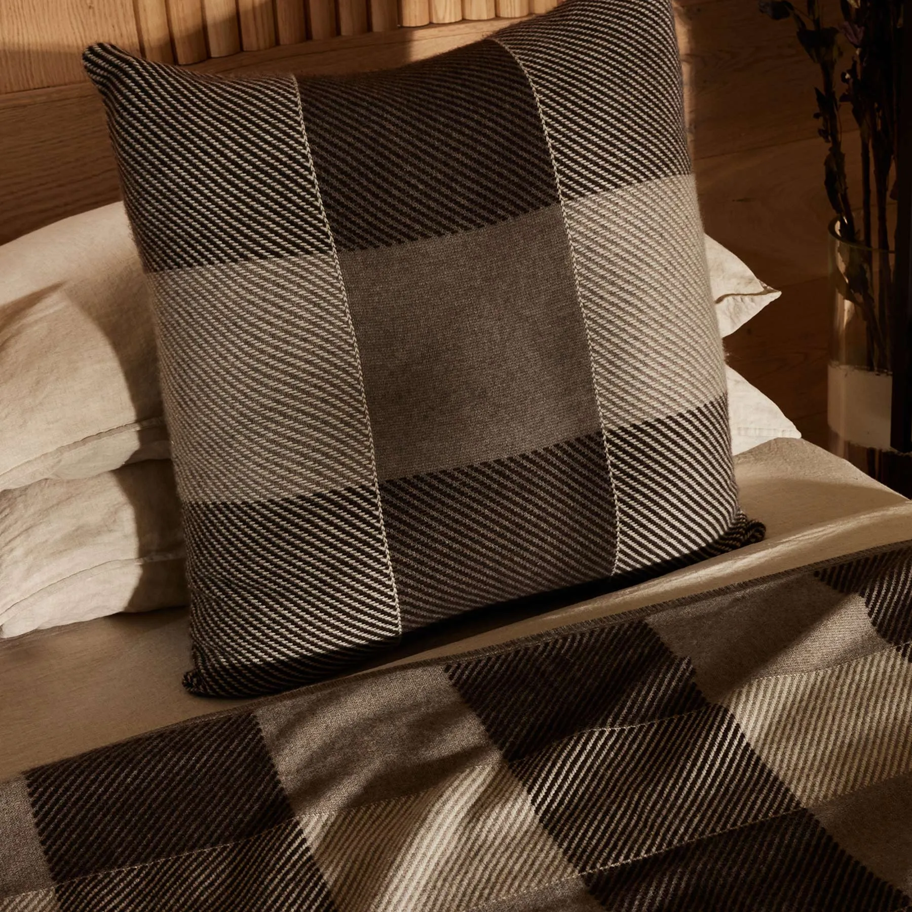 Vintage Plaid Sham - Natural/Brown/Ivory