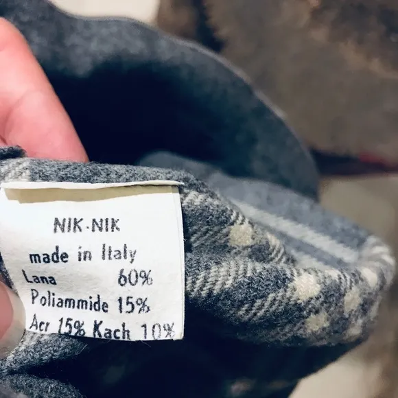 vintage plaid skirt Italian gray wool Nik Nik