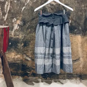 vintage plaid skirt Italian gray wool Nik Nik