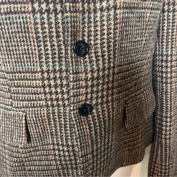 Vintage Ralph Lauren Blue Label Avery brown plaid 100% wool blazer jacket sz 8