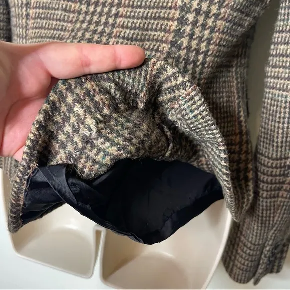 Vintage Ralph Lauren Blue Label Avery brown plaid 100% wool blazer jacket sz 8