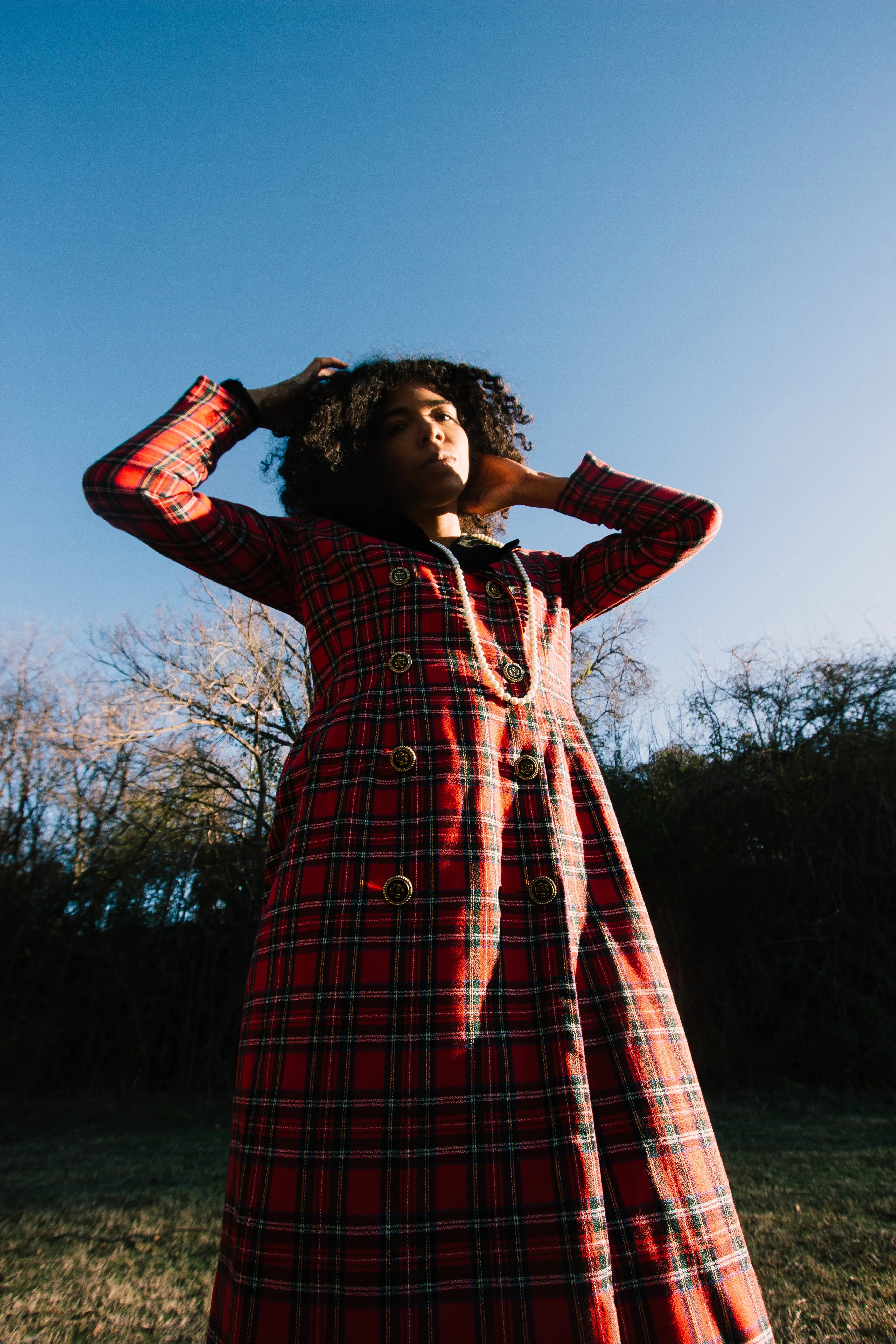 Vintage Red Plaid Dress | S