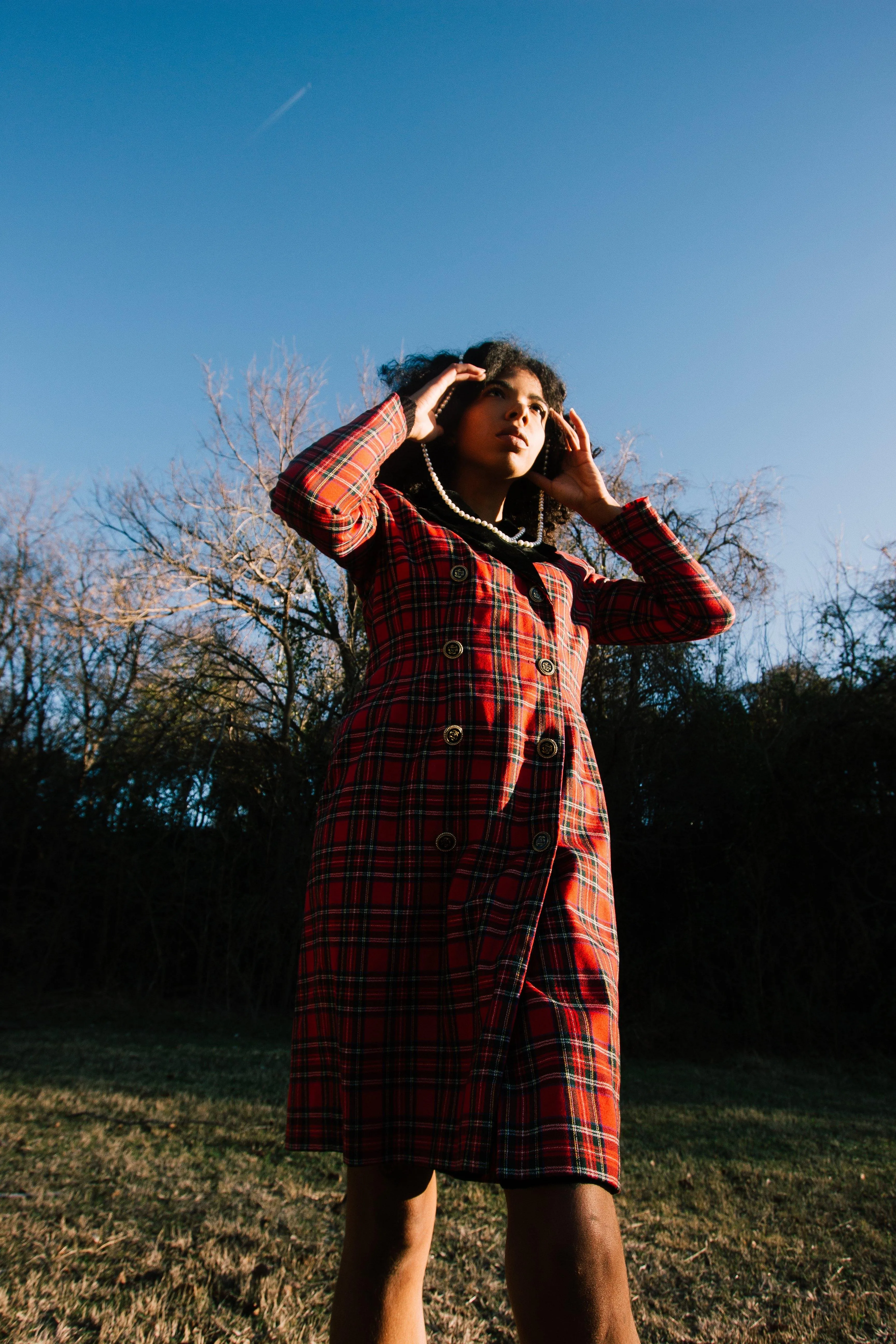 Vintage Red Plaid Dress | S