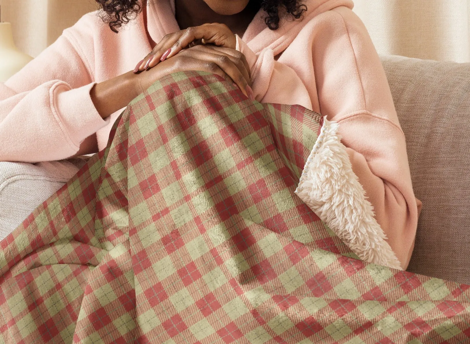 Vintage Red Plaid Sherpa Blanket