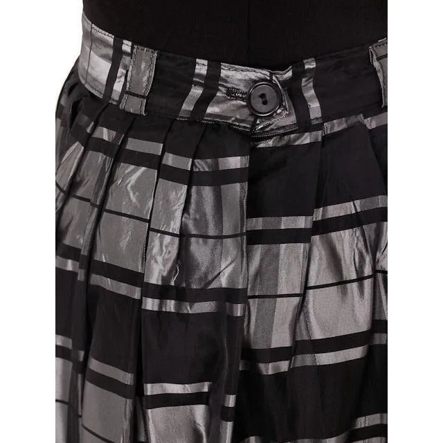 Vintage Skirt Black & Silver Metallic  Plaid Full 1940s Medium