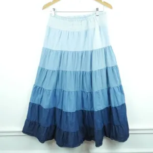 Vintage Small Skirt Y2K Tiered Ombre Midi Western Boho Festival Cottagecore Full