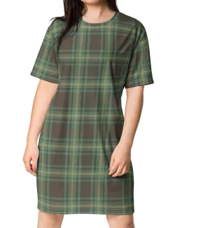 Vintage Teal Plaid T-shirt Dress / Nightshirt (XS-6XL)