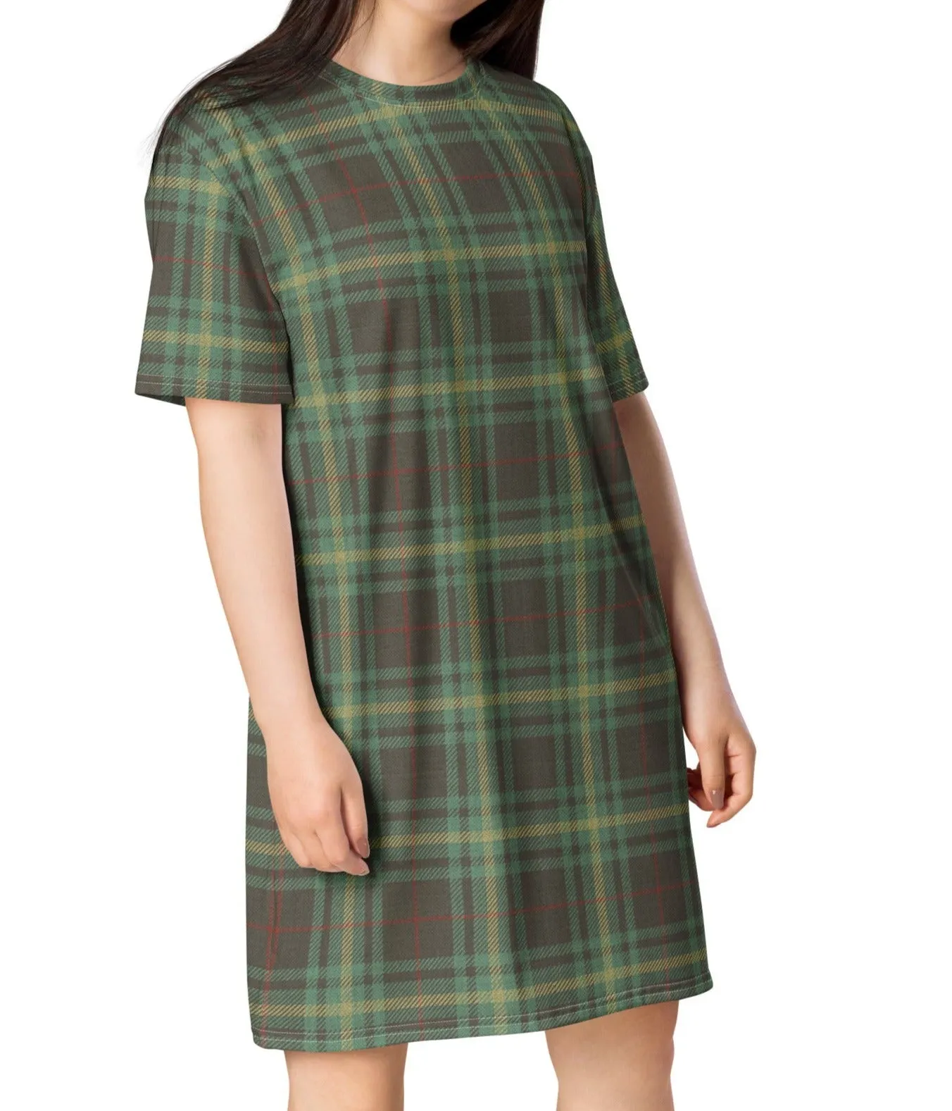 Vintage Teal Plaid T-shirt Dress / Nightshirt (XS-6XL)