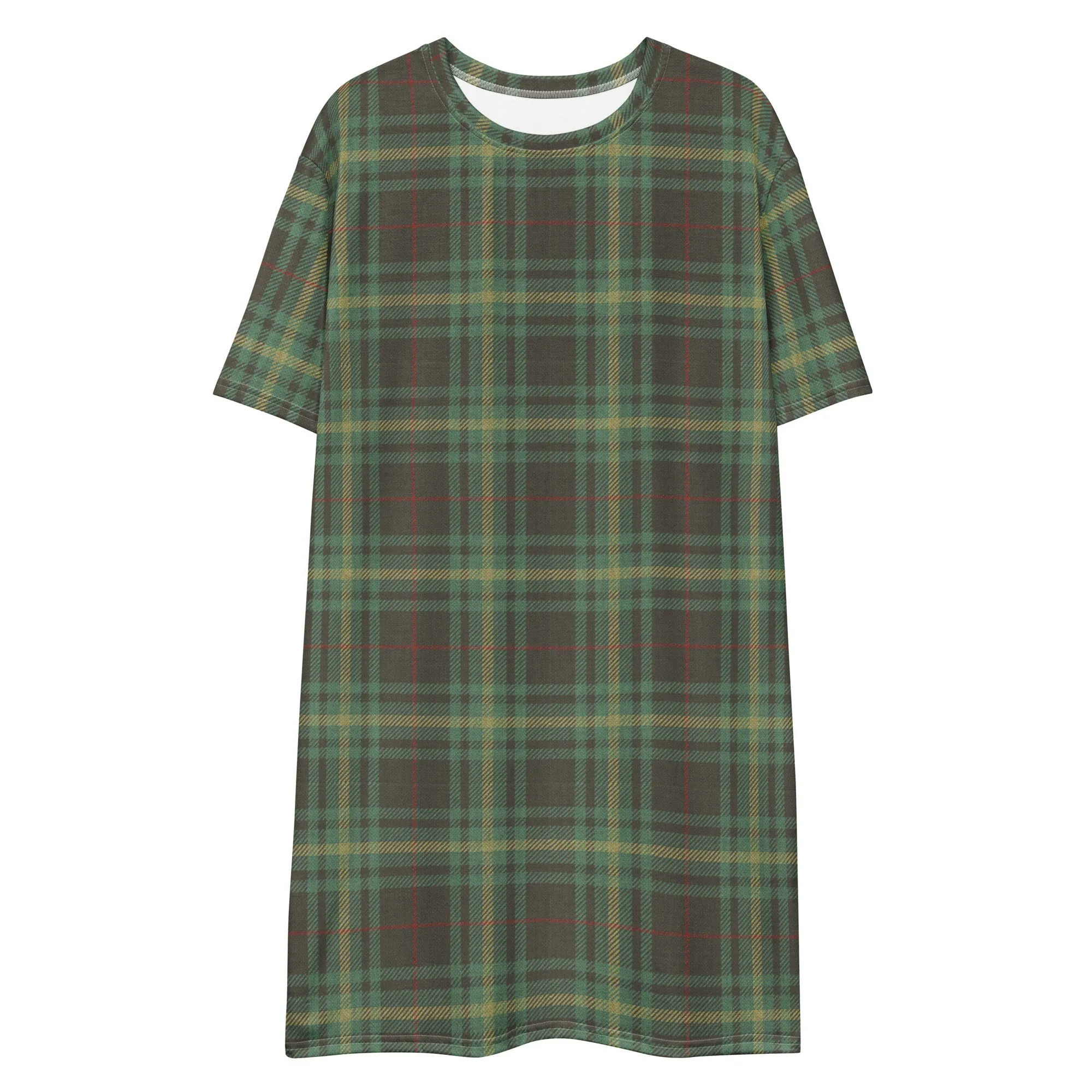 Vintage Teal Plaid T-shirt Dress / Nightshirt (XS-6XL)