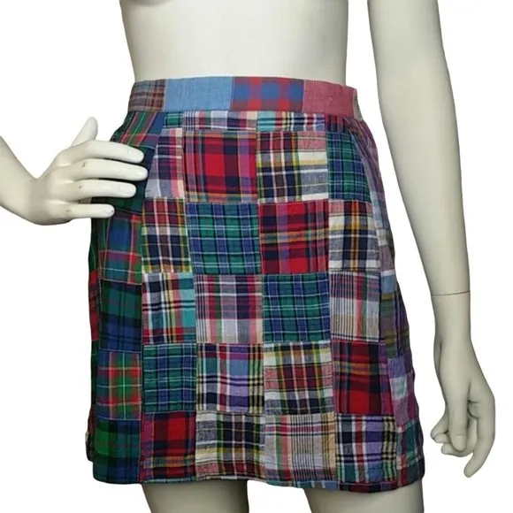 Vintage Todd Time Plaid Patchwork Skirt Large